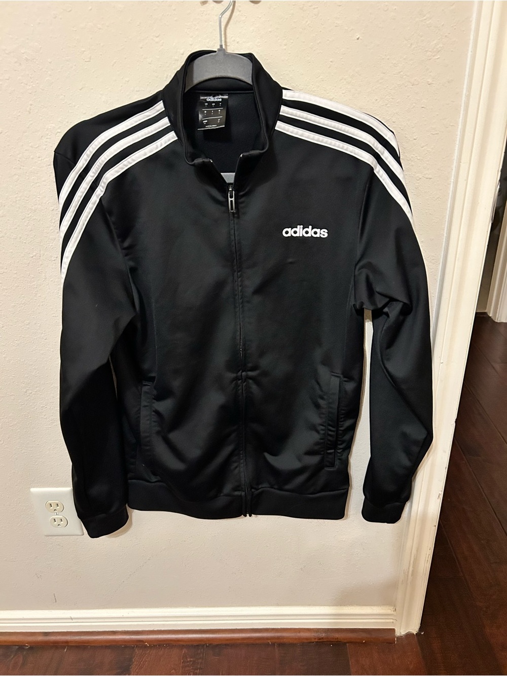 adidas Black Lightweight Track Jacket with White Three Stripes